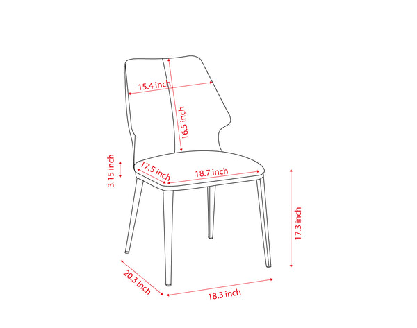 English Elm Modern Gray and White Dining Chair Set of 2 — Ergonomic PU Seats, Sturdy Durable Frame, Versatile Style W509P261582