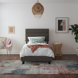 English Elm Paloma Linen Upholstered Bed Channel Tufted Headboard with Built-in Dual Usb Ports B2733P445252