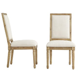 Homelegance By Top-Line Mayer Rectangular Linen and Wood Dining Chairs (Set of 2) Beige Rubberwood