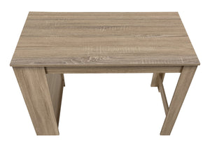 English Elm Dining 48" Counter Height Rectangular Table with Side Storage Cabinet and Open Shelf, Modern Design taupe 51 L x 27 W x 5 H B2710P286996