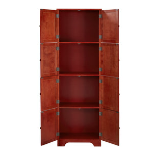English Elm 72.4" Tall Storage Cabinet with 8 Doors and 4 Shelves, Smooth Surface, Vintage Handles, Sturdy Base and Hinge Cherry W2275P269079