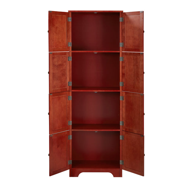 English Elm 72.4" Tall Storage Cabinet with 8 Doors and 4 Shelves, Smooth Surface, Vintage Handles, Sturdy Base and Hinge Cherry W2275P269079