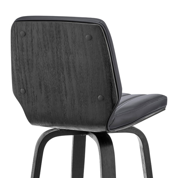 English Elm Quorin 30" Swivel Bar Stool In Gray Faux Leather With Black Wood Legs – Modern Comfort & Style Upgrade B2736P268621-GIGA
