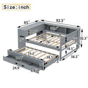 English Elm Full Size Daybed With Trundle, Stylish Gray Frame, Storage Drawers, Desk & Ultimate Space Saver W1580S00206