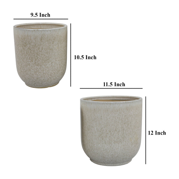 English Elm Lyna Glossy Ceramic Planter Set Speckled Glaze Rounded Form for Indoor Shelves B056P416945