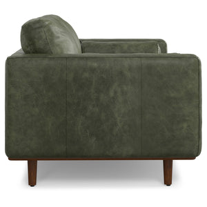 English Elm Morrison 72-Inch Sofa: Handcrafted Moss Green Leather Loveseat For Cozy Mid-Century Living Spaces B136P364279