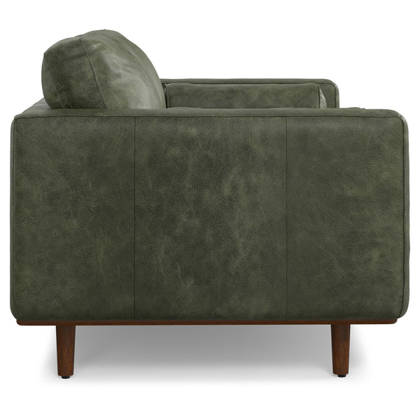 English Elm Morrison 72-Inch Sofa: Handcrafted Moss Green Leather Loveseat For Cozy Mid-Century Living Spaces B136P364279