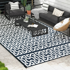 English Elm Outsunny Reversible Polypropylene Outdoor Rug Geometric Waterproof Mat for Camping Decks W2225P174542