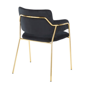 English Elm Contemporary Black Velvet Dining Chairs with Gold Metal Frames Padded Set of 2 B202P223616