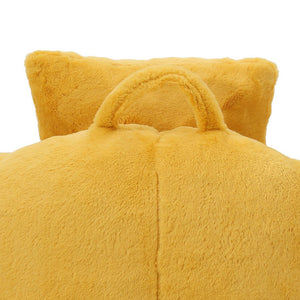 English Elm Giant Foam-Filled Bean Bag Chair with Footstool, Shell-Shaped Faux Fur Sofa for Gaming Reading уют Yellow W2677P306797