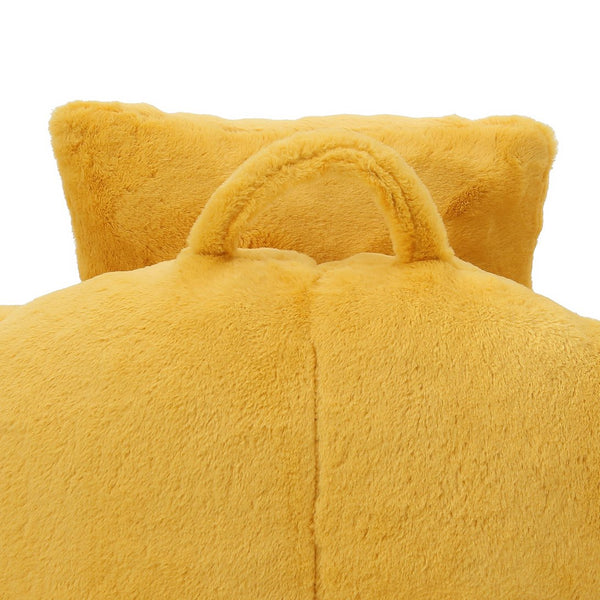 English Elm Giant Foam-Filled Bean Bag Chair with Footstool, Shell-Shaped Faux Fur Sofa for Gaming Reading уют Yellow W2677P306797