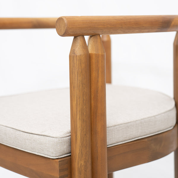 English Elm Christopher Knight Home® - Cove Acacia Wood Dining Chair Set Of 2 With Teak Finish And Beige Cushions For Indoor/Outdoor Use N775P329653T