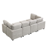 English Elm 103" Sectional Sofa Couch Sofa Bed U-Shaped Sofa With Two Movable Ottoman and Three Usb Ports For Living Room, Grey