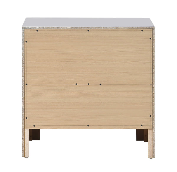 English Elm Moreland Two Drawer Nightstand Glam White Laminate with Chrome Crystal Pulls B078P497908