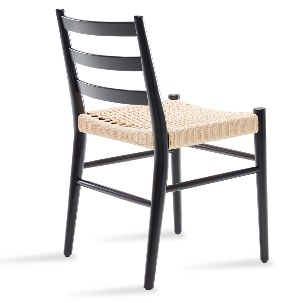 English Elm Dining Chairs with Handwoven Rope Seats and Iron Frame Mid Century Modern Set of 2 Beige,Black T3623P431448