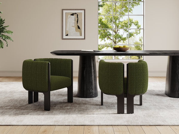 English Elm Christopher Knight Home® - Dining Chairs Set of 2 | Modern Bouclé Upholstered Seating with Rubberwood Frame, Durable 225lb Capacity Black,Olive Green N779P341494G