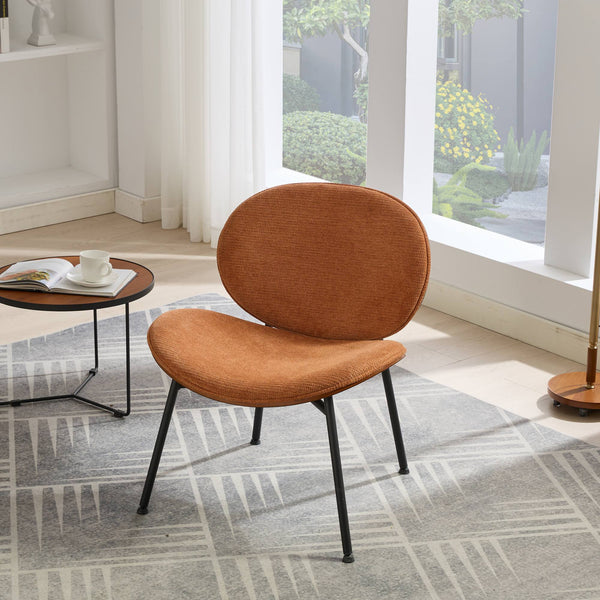 English Elm Mid-Century Shell Chair with Wood Grain Veneer, Curved Wide Seat, Metal-Wood Frame Holds 330+ lbs Orange W1143P214258