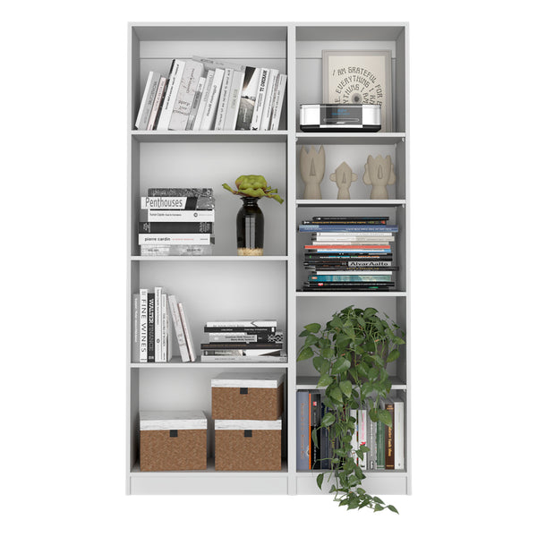 English Elm 2 Piece Bookcase Set with 9 Shelves — Matte Finished Sturdy Particleboard Storage for Modern Living Rooms White 45 L x 16 W x 6 H B200S00296