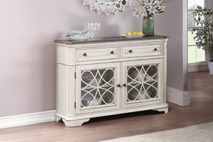 English Elm Traditional Elegant Server with Spacious Drawers and Cabinet Storage for Dining Room Organization and Style Antique White 27 L x 44 W x 59 H B011P395601