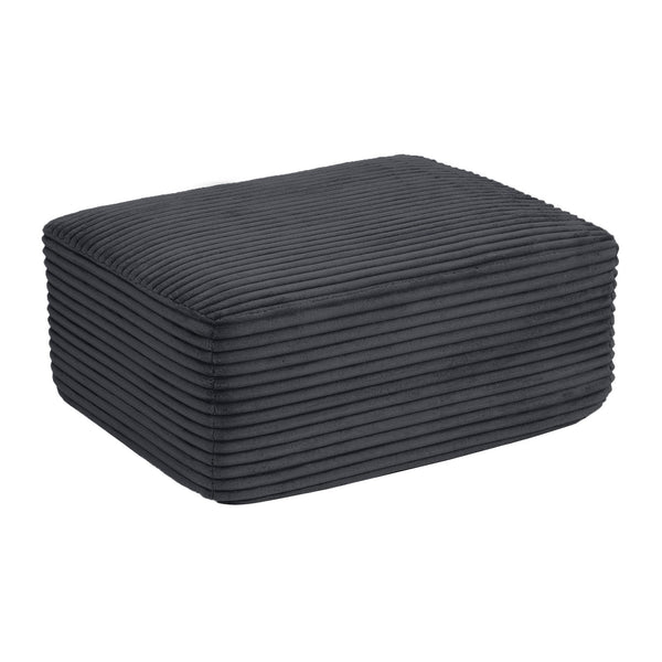 English Elm Corduroy Cloud Ottoman Plush Memory Foam Footrest for Modular Living Room Sectionals Black W1117P445817