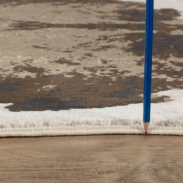 English Elm Hide Durable Brown And Ivory 5 Ft. X 7 Ft. Area Rug – Timeless Low-Pile Design For High-Traffic Spaces B186P316847