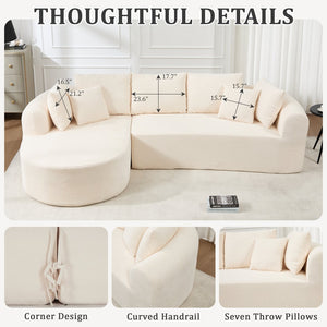 English Elm 109 Cloud Sectional Couch with L-Shape Chaise, Chenille Modular Sofa Bed, Memory Foam Comfort and Easy Setup Ivory W1249S00002