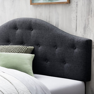 English Elm Everlane Curved Mid-Rise King Upholstered Headboard in Slate with Button Tufting & Plush Padding B350P394812