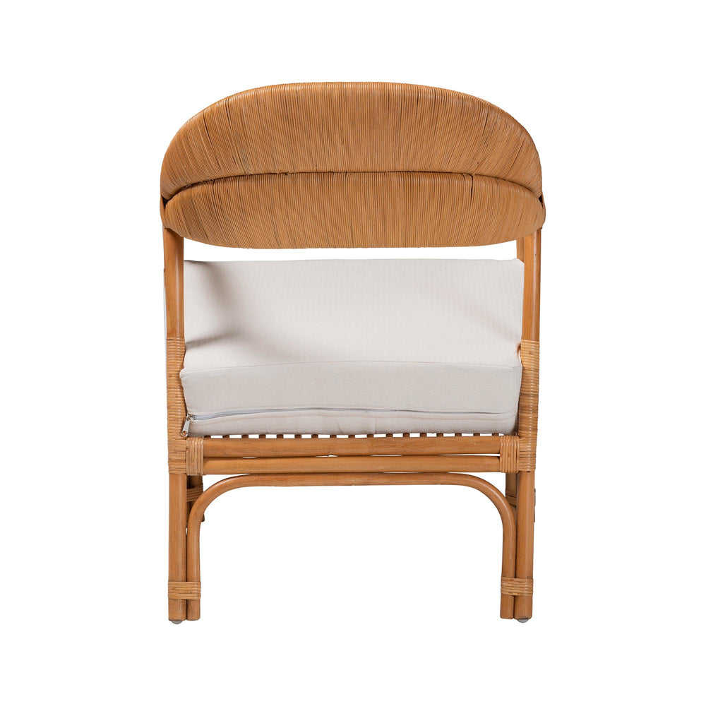 English Elm Modern Woven Rattan Accent Chair Openwork Lattice Frame for Sunroom or Bedroom B2750P420417