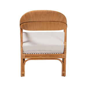 English Elm Modern Woven Rattan Accent Chair Openwork Lattice Frame for Sunroom or Bedroom B2750P420417