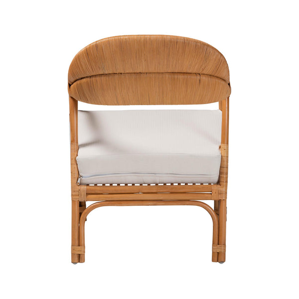 English Elm Modern Woven Rattan Accent Chair Openwork Lattice Frame for Sunroom or Bedroom B2750P420417