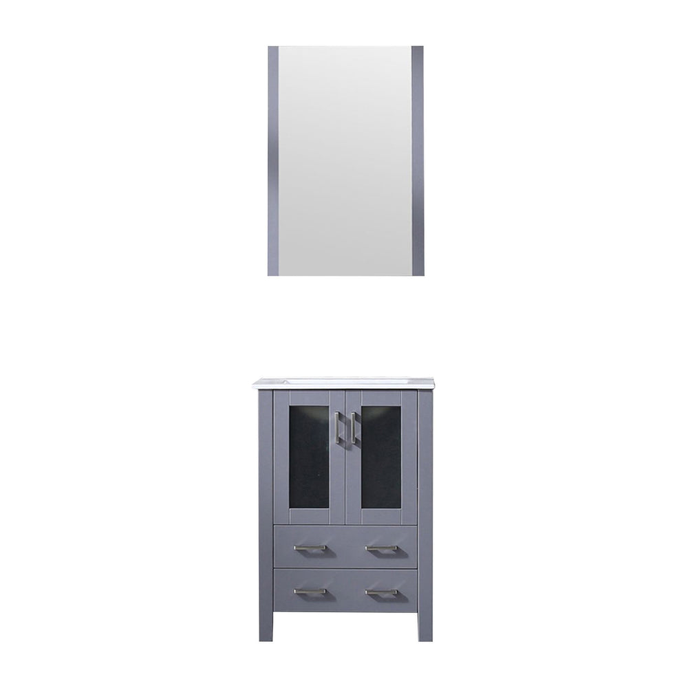 English Elm Dark Grey Bath Vanity Set With White Ceramic Top, Mirror & Smart Storage For Compact Spaces B2731S00720