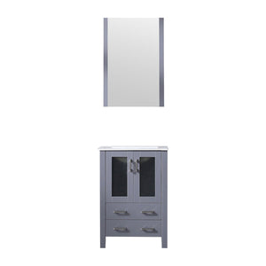 English Elm Dark Grey Bath Vanity Set With White Ceramic Top, Mirror & Smart Storage For Compact Spaces B2731S00720