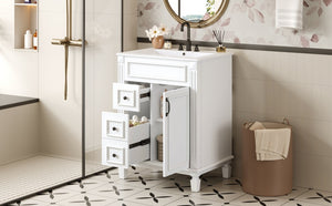 English Elm 24" Bathroom Vanity With Ceramic Sink - Elegant Modern Design, 2 Soft-Close Drawers, Adjustable Shelf N710P318990K