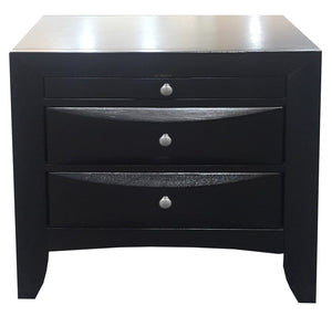 English Elm Black 2-Drawer Nightstand with Tray — Elegant Okume Veneer Bedside Storage, Durable Top, Classic Design B062P209405
