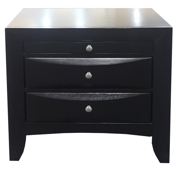 English Elm Black 2-Drawer Nightstand with Tray — Elegant Okume Veneer Bedside Storage, Durable Top, Classic Design B062P209405