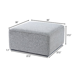 English Elm Square Woven Loop Yarn Ottoman Textural Upholstered Footrest for Modern Living Rooms N769P350123B