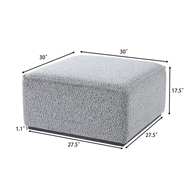 English Elm Square Woven Loop Yarn Ottoman Textural Upholstered Footrest for Modern Living Rooms N769P350123B