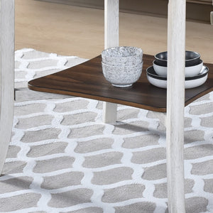 English Elm Woodhomer 5-Piece Round Dining Set - Antique White & Walnut, Space-Saving Farmhouse Style For Small Areas W2537S00004-GIGA