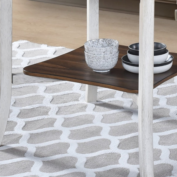 English Elm Woodhomer 5-Piece Round Dining Set - Antique White & Walnut, Space-Saving Farmhouse Style For Small Areas W2537S00004-GIGA