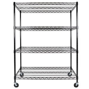 English Elm 55.5" Wide 4 Tier Rolling Wire Shelving Unit Heavy Gauge Steel Garage Storage W2932P373621