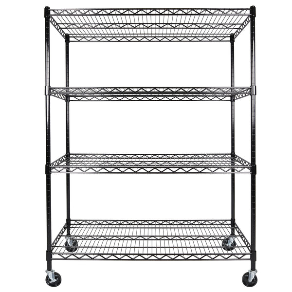 English Elm 55.5" Wide 4 Tier Rolling Wire Shelving Unit Heavy Gauge Steel Garage Storage W2932P373621