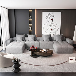 English Elm Modern Oversized Modular Sectional Sofa – Plush Chenille, 8 Diy Configurations, No Assembly, Grey W1885S00068