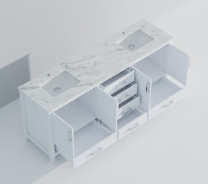 English Elm White Double Bath Vanity With Luxurious Carrara Marble Top - Elegant Storage & Soft-Close Design B2731P258965-GIGA