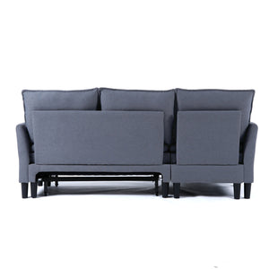 English Elm L-Shaped Reversible Chaise Sectional Sofa with Storage and Fold-Out Bed Cotton-Linen Modern Design DARK GREY W3371S00025