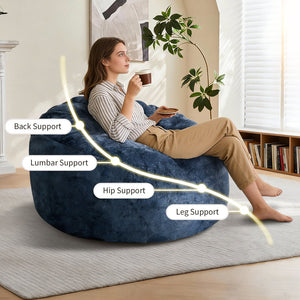 English Elm Ultra-comfort Oversized Bean Bag Floor Chair with Foam Bead Fill for Gaming Reading Lounge Blue W3737P459107