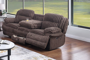 English Elm Living Room Reclining Sofa Set - 2Pc Manual Couch With Drop-Down Table, Cup Holders & Storage B011S01735