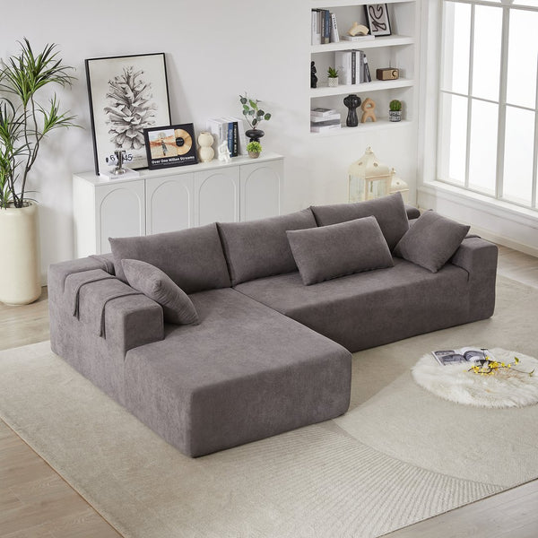 English Elm Modern Chenille Upholstered Sectional Sofa Set - 108" L Shaped Couch With 6 Pillows For Living Room W834S00400