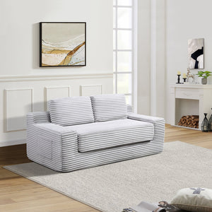 English Elm Corduroy Cloud Convertible Floor Sofa Foam Sleeper for Apartment Living Rooms Gray W3739P368460
