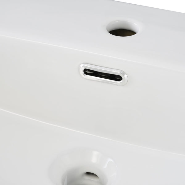 English Elm 20-Inch modern bathroom vanity with ceramic sink, soft-close door and ample storage for small spaces Green WF324691AAF
