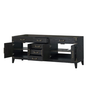 English Elm Black Oak Double Bath Vanity - Elegant 84" Storage Solution With Soft-Close Drawers & Classic Charm B2731P260973